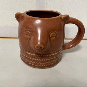 Threshold 3-D Brown Bear Face Ceramic Coffee Mug 16 Ounces